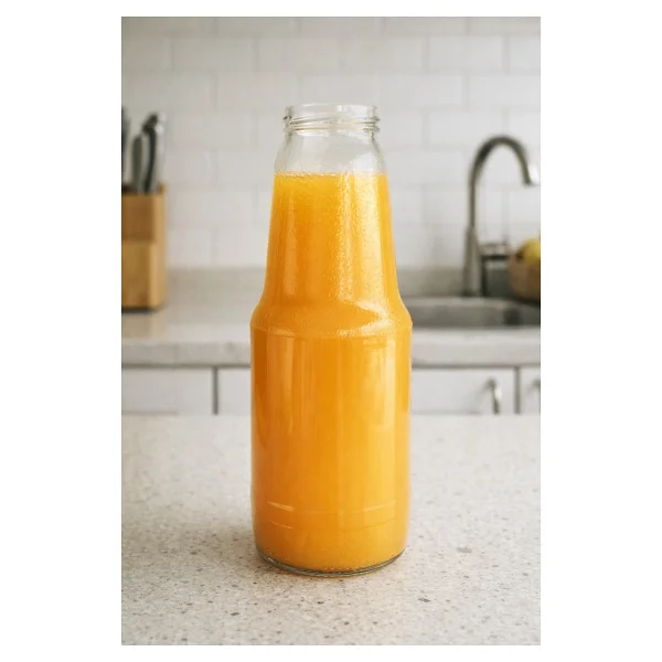 Afracam 1000 Cc Şeffaf Meyve Suyu, Limonata Şişesi Metal Konserve Kapaklı 1000 Ml Yuvarlak Cam Şişe 1 Adet - 1 Lt - Görsel 2