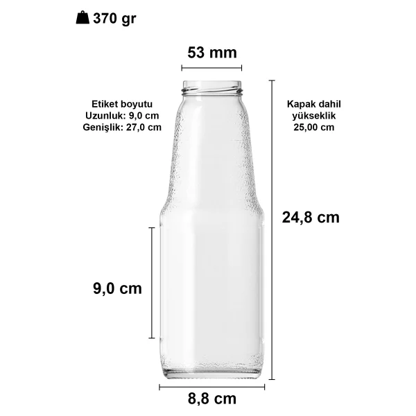 Afracam 1000 Cc Şeffaf Meyve Suyu, Limonata Şişesi Metal Konserve Kapaklı 1000 Ml Yuvarlak Cam Şişe 1 Adet - 1 Lt - Görsel 3