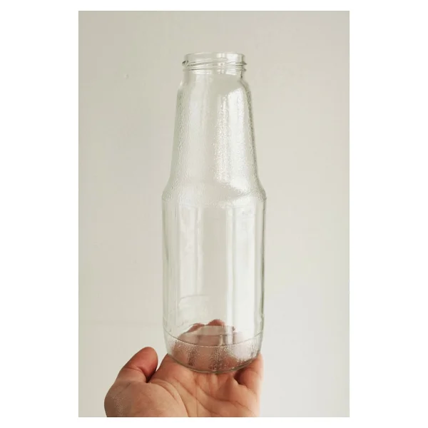 Afracam 1000 Cc Şeffaf Meyve Suyu, Limonata Şişesi Metal Konserve Kapaklı 1000 Ml Yuvarlak Cam Şişe 1 Adet - 1 Lt - Görsel 4
