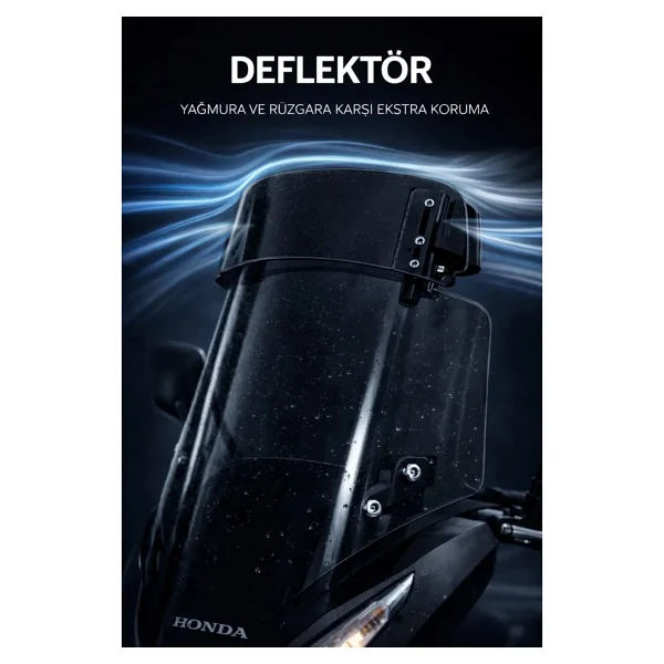 Motobros Füme Motosiklet Ön Cam Motosiklet Deflektör Motor Ön Ek Cam Universal Çift Bağlantılı Deflektör - Görsel 2