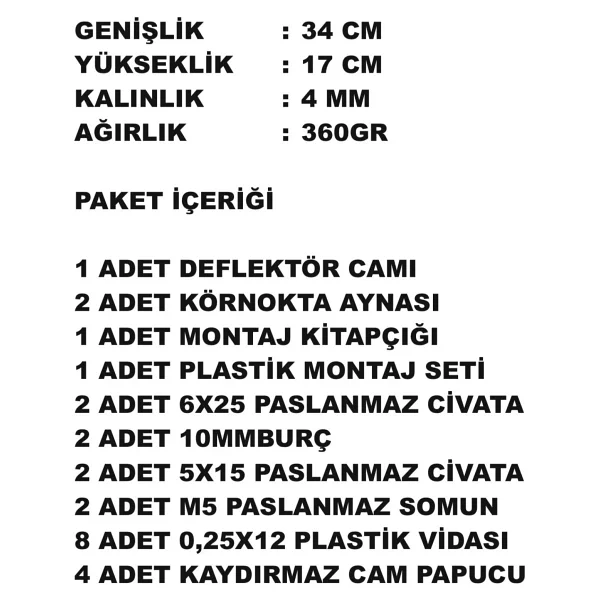 Motobros Füme Motosiklet Ön Cam Motosiklet Deflektör Motor Ön Ek Cam Universal Çift Bağlantılı Deflektör - Görsel 3