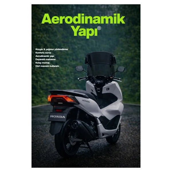 Motobros Füme Motosiklet Ön Cam Motosiklet Deflektör Motor Ön Ek Cam Universal Çift Bağlantılı Deflektör - Görsel 4