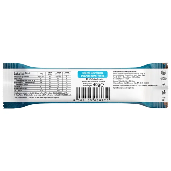 Fellas Meyve Bar - Hindistan Cevizli Ve Chialı (40 G) X 12 Adet - Görsel 7