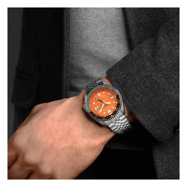 Seiko 5 Sports Skx Ssk005 Çelik Kordon Turuncu Erkek Kol Saati - Görsel 4