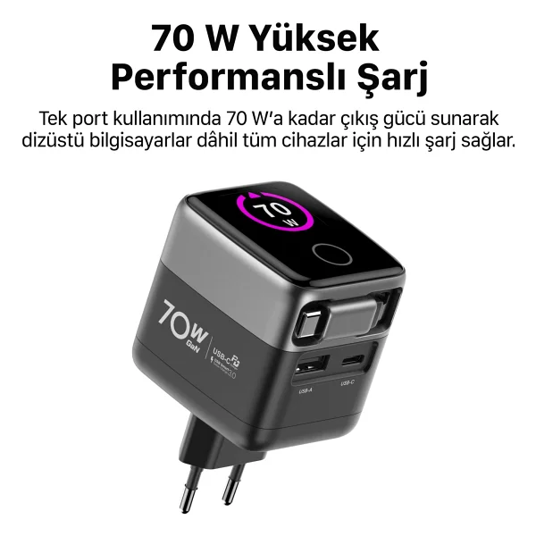 Xenon X6413 70 W Type-C Kablolu Hızlı Şarj Aleti - Görsel 4