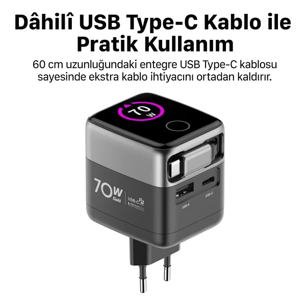 Xenon X6413 70 W Type-C Kablolu Hızlı Şarj Aleti - Görsel 5