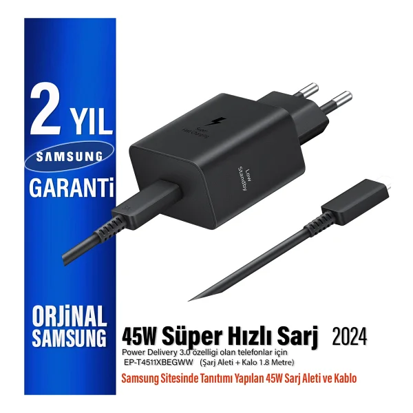 Samsung Galaxy A56 5g - A36 5g Süper Hızlı Şarj Aleti 45w (Orjinal Samsung Türkiye Garantili) - Siyah - Görsel 6