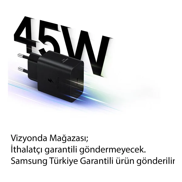 Samsung Galaxy A56 5g - A36 5g Süper Hızlı Şarj Aleti 45w (Orjinal Samsung Türkiye Garantili) - Siyah - Görsel 3