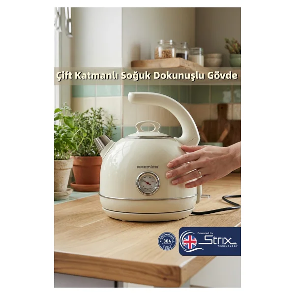 Premier Prk 1215C 2200 W Krem 1.5 lt Retro Kettle - Görsel 2