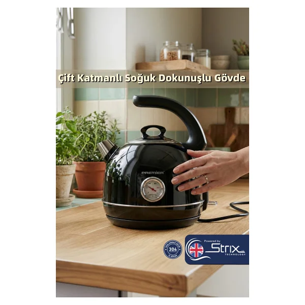 Premier PRK 1215C 2200 W Siyah 1.5 lt Retro Kettle - Görsel 2