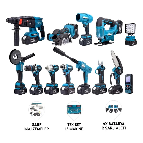 Dawreek 13'li Set Darbeli Akülü Vidalama 350 Nm Tork Ve 4 Akü İle Ergonomik Taşıma Çantası - Görsel 7