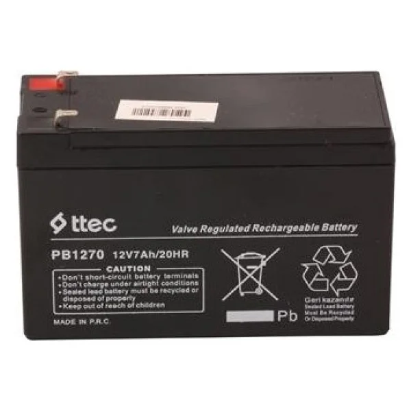 Ttec 12v 7ah-20hr Base Bakımsız Kuru Akü Alarm-Siren İçin Ups Uygun Değil 1,75 Kg - Görsel 8