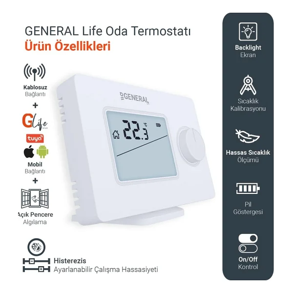 General Gaıa HT250 Rf Smart Kablosuz Dijital Oda Termostatı - Görsel 4