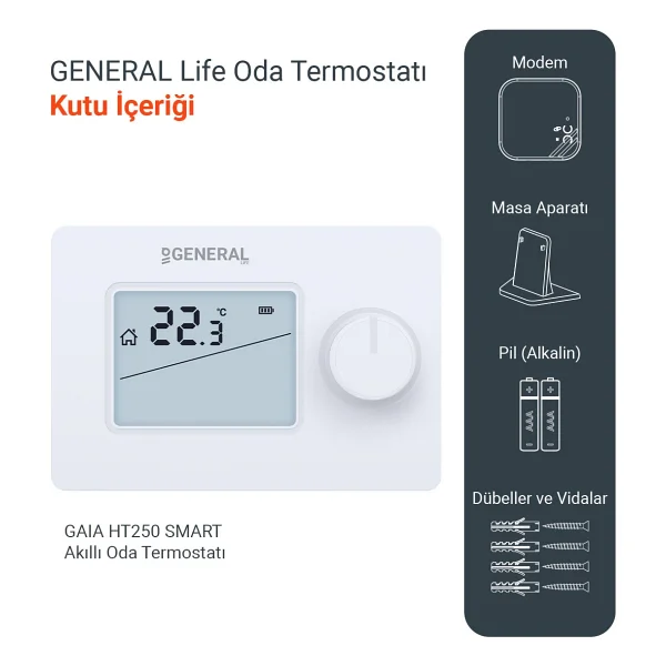 General Gaıa HT250 Rf Smart Kablosuz Dijital Oda Termostatı - Görsel 3