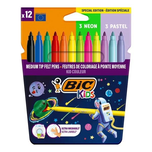 Bic Cosmo 6 Klasik + 3 Pastel + 3 Neon 12'li Keçeli Kalem Seti - Görsel 2