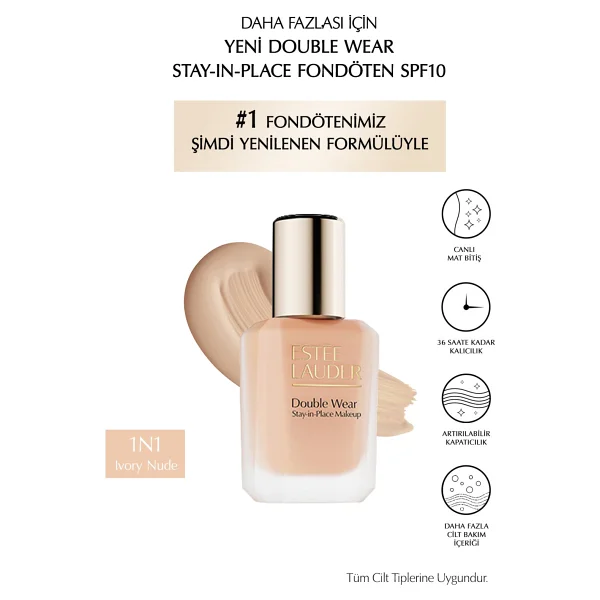 Estee Lauder Double Wear Stay İn Place Spf 10 1c1 Cool Bone 30 Ml Likit Fondöten - Görsel 7