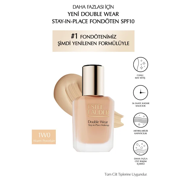 Estee Lauder Double Wear Stay İn Place Spf 10 1w0 Warm Porcelain 30 Ml Likit Fondöten - Görsel 6