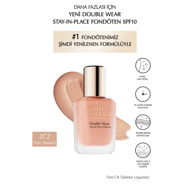 Estee Lauder Double Wear Stay İn Place Spf 10 2c2 Pale Almond 30 Ml Likit Fondöten - Görsel 6