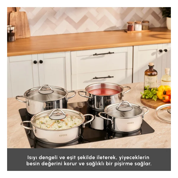 Karaca Pekin Powersteel 316+ 8 Parça İndüksiyon Tabanlı Çelik Tencere Seti - Görsel 3