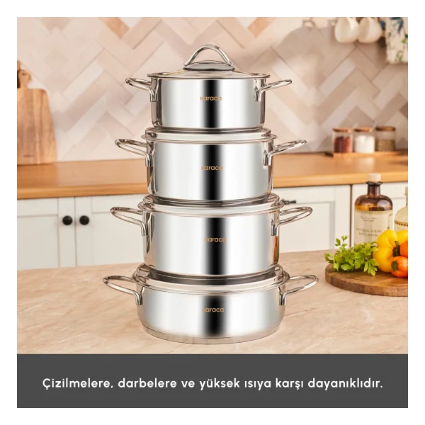 Karaca Pekin Powersteel 316+ 8 Parça İndüksiyon Tabanlı Çelik Tencere Seti - Görsel 4