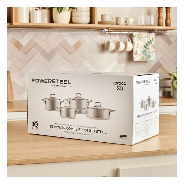 Karaca Pekin Powersteel 316+ 8 Parça İndüksiyon Tabanlı Çelik Tencere Seti - Görsel 7