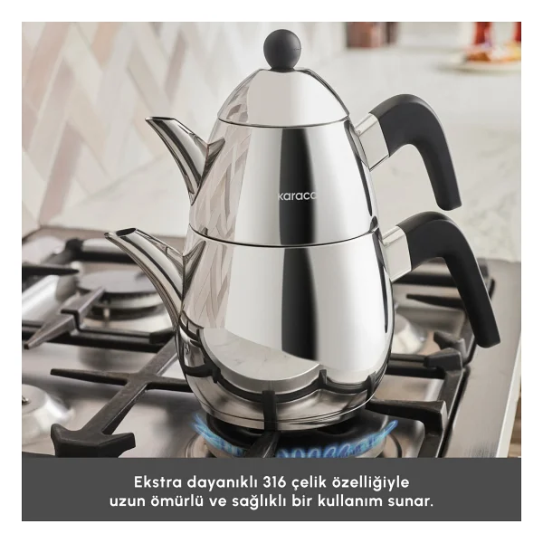 Karaca Tokyo Powersteel Pro Bakalit Saplı Midi Boy Çelik Çaydanlık - Görsel 4