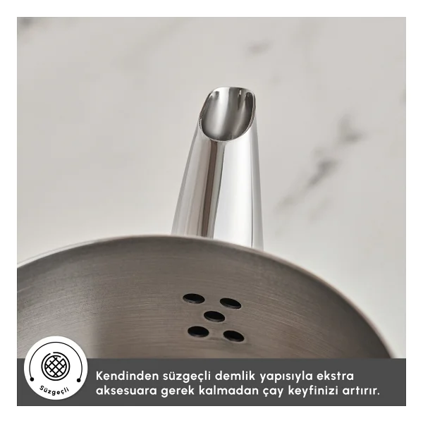 Karaca Tokyo Powersteel Pro Bakalit Saplı Midi Boy Çelik Çaydanlık - Görsel 5
