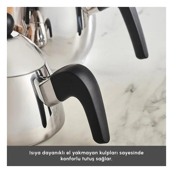 Karaca Tokyo Powersteel Pro Bakalit Saplı Midi Boy Çelik Çaydanlık - Görsel 6
