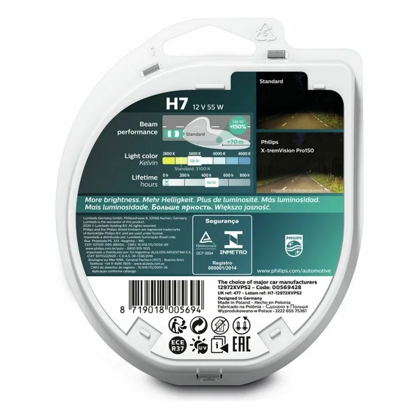 Philips X-Treme Vision H7 Otomobil Far Ampulü (12972xvps2) +%150 Fazla Işık (2'li Set) - Görsel 4