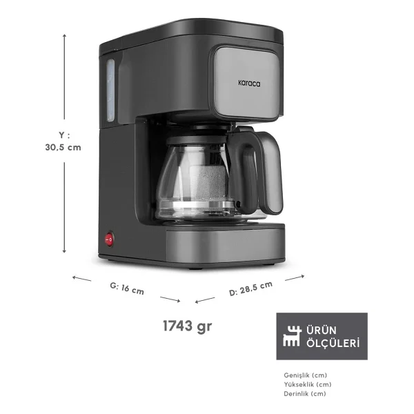 Karaca Just Coffee Aroma 2in1 Space Gray Çay Ve Filtre Kahve Makinesi - Görsel 3