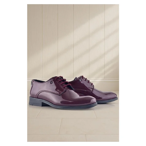 Rakerplus Bordo Rugan Bağcıklı Metal Detaylı Oxford Çocuk Klasik Ayakkabısı - 27 - Görsel 9