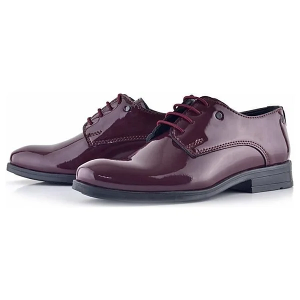 Rakerplus Bordo Rugan Bağcıklı Metal Detaylı Oxford Çocuk Klasik Ayakkabısı - 27 - Görsel 6