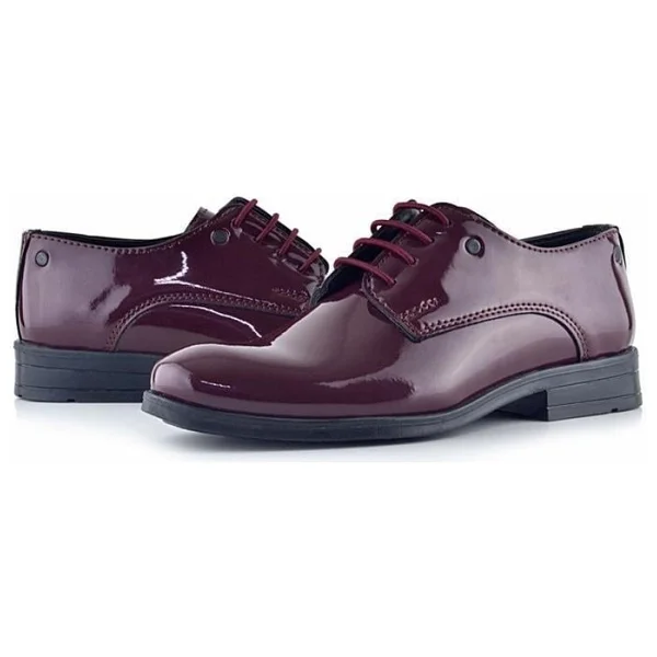 Rakerplus Bordo Rugan Bağcıklı Metal Detaylı Oxford Çocuk Klasik Ayakkabısı - 27 - Görsel 8