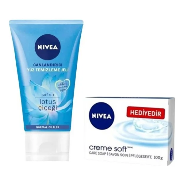 Nivea Canlandırıcı Yüz Temizleme Jeli 150ml Lotus Çiçeği Creme Soft Care Sabun 100 - Görsel 2