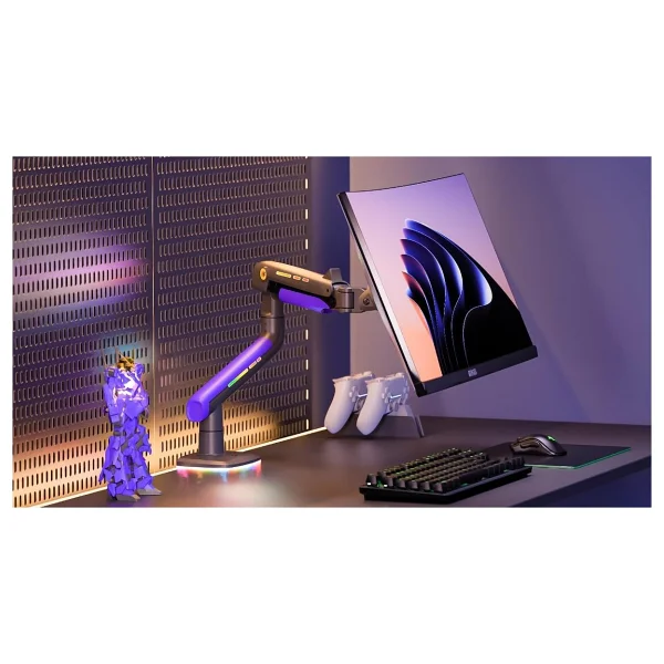 North Bayou F5-Gaming Mavi 32-60 İnç Tek Kollu Amortisörlü Monitör Standı - Görsel 4