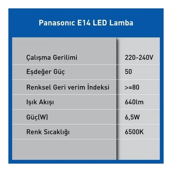 Panasonic Beyaz Işık 6.5 W-50 W E14 LED Ampul - Görsel 4