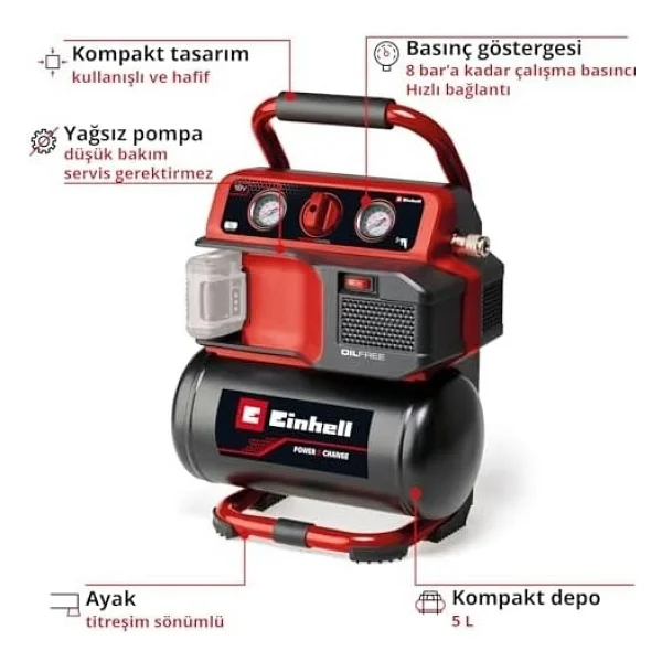 Einhell Te-Ac 18/75 Li Of Kompresör - Görsel 4