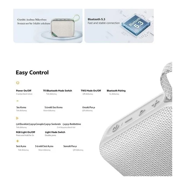 Qcy Sp2 RGB Bluetooth Hoparlör Kırmızı - Option-1 - Görsel 2
