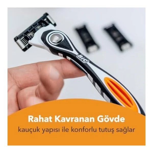 Bıc Hybrid 5 Flex Erkek Tıraş Bıçağı 1 Sap Ve 2 Yedek Başlık (5 Bıçak), 5 Nano Teknolojik Titanyum Bıçak, E Vitamini İle Zenginleştirilmiş Geniş Kayganlaştırıcı Bant - Option-1 - Görsel 3