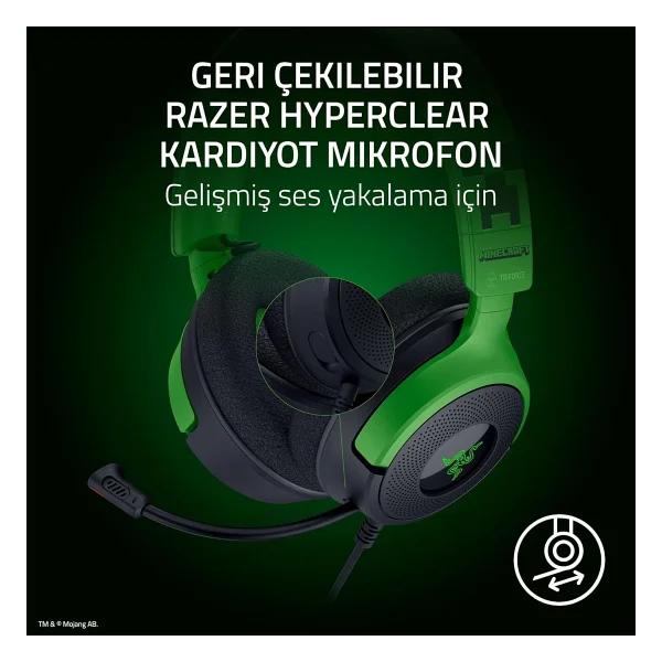 Razer Kraken V4 X Minecraft Edition Rz04-05180200-R3m1 RGB 7.1 Type-C Kablolu Kulak Üstü Oyuncu Kulaklığı - Görsel 5