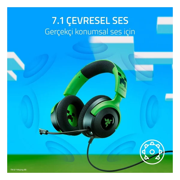 Razer Kraken V4 X Minecraft Edition Rz04-05180200-R3m1 RGB 7.1 Type-C Kablolu Kulak Üstü Oyuncu Kulaklığı - Görsel 6
