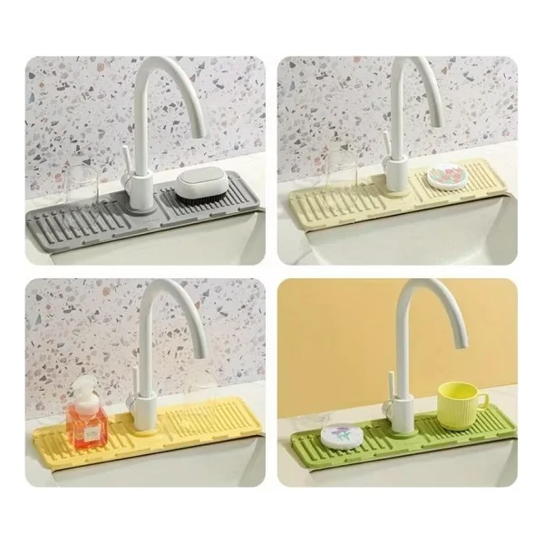 Sanal Trend Mat Gri Renk 30 Cm Mutfak Banyo Lavabo Kenarı Silikon Matı Silikon Musluk Su Sıçrama Önleyici 1 Adet - Görsel 8