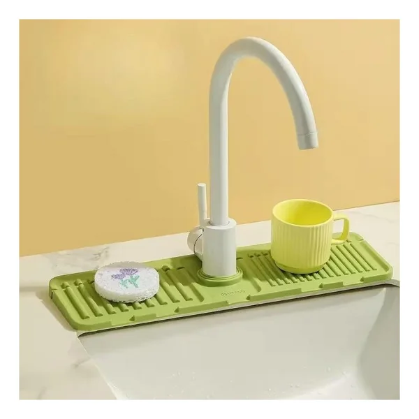 Sanal Trend Mat Gri Renk 30 Cm Mutfak Banyo Lavabo Kenarı Silikon Matı Silikon Musluk Su Sıçrama Önleyici 1 Adet - Görsel 4