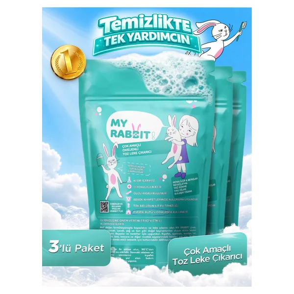 My Rabbit! Çok Amaçlı Oksijenli Toz Leke Çıkarıcı 800 Gr 3'lü - Görsel 10