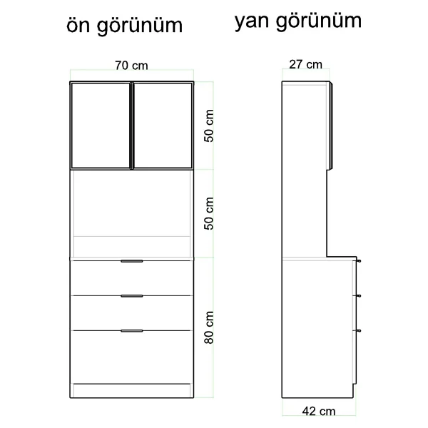 Evdemo Sierra Beyaz 3 Kapaklı Ledli Kahve Köşesi Dolabı - Görsel 8