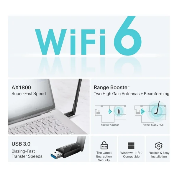 Tp-Link Archer Tx35u Plus 1800 Mbps Kablosuz Ağ Adaptörü - Görsel 5