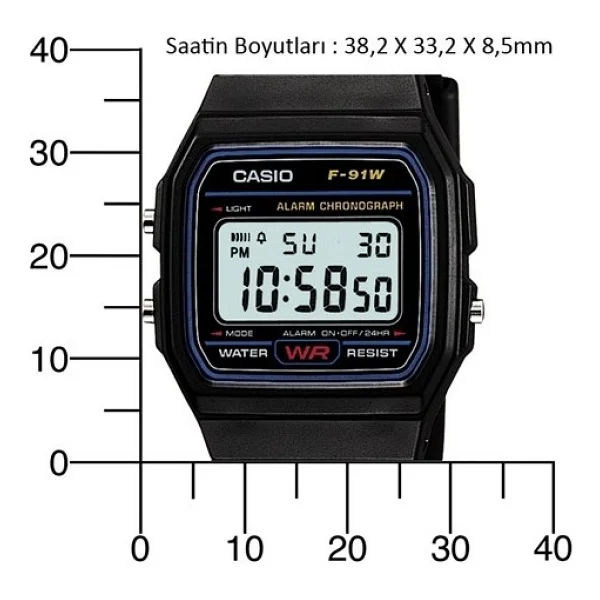Casio Standart F-91w-1dg Siyah Kol Saati - Görsel 9
