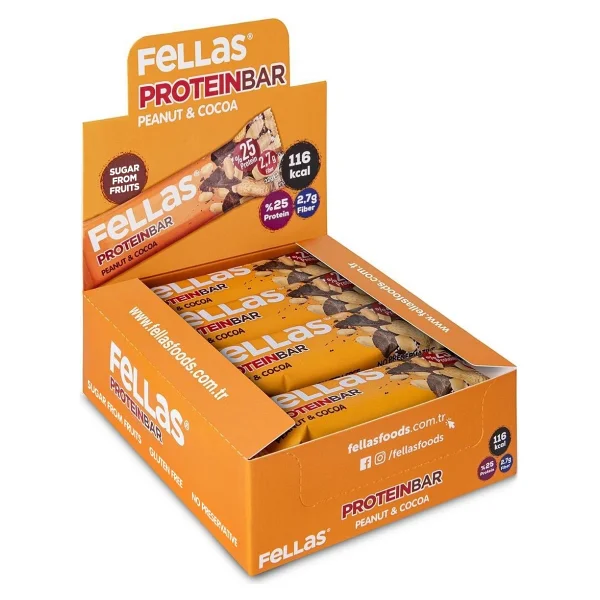 Fellas Protein Bar - Yer Fıstıklı Ve Kakaolu (32 G) X 12 Adet - Görsel 2