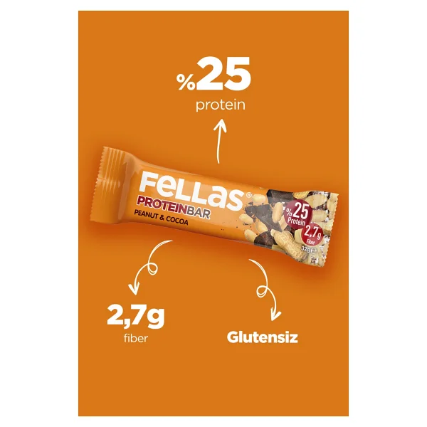 Fellas Protein Bar - Yer Fıstıklı Ve Kakaolu (32 G) X 12 Adet - Görsel 4
