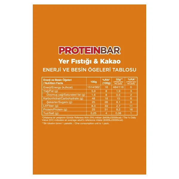 Fellas Protein Bar - Yer Fıstıklı Ve Kakaolu (32 G) X 12 Adet - Görsel 5